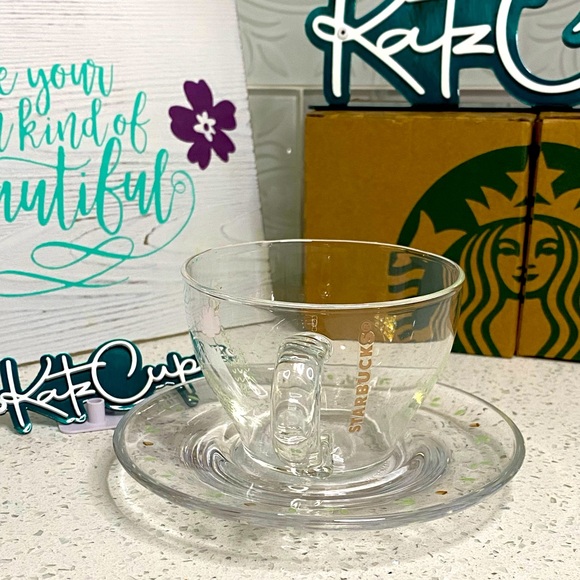 **LAST ONE**Starbucks Squirrel Glass Tea Cup w/Saucer, Korea - Picture 4 of 8